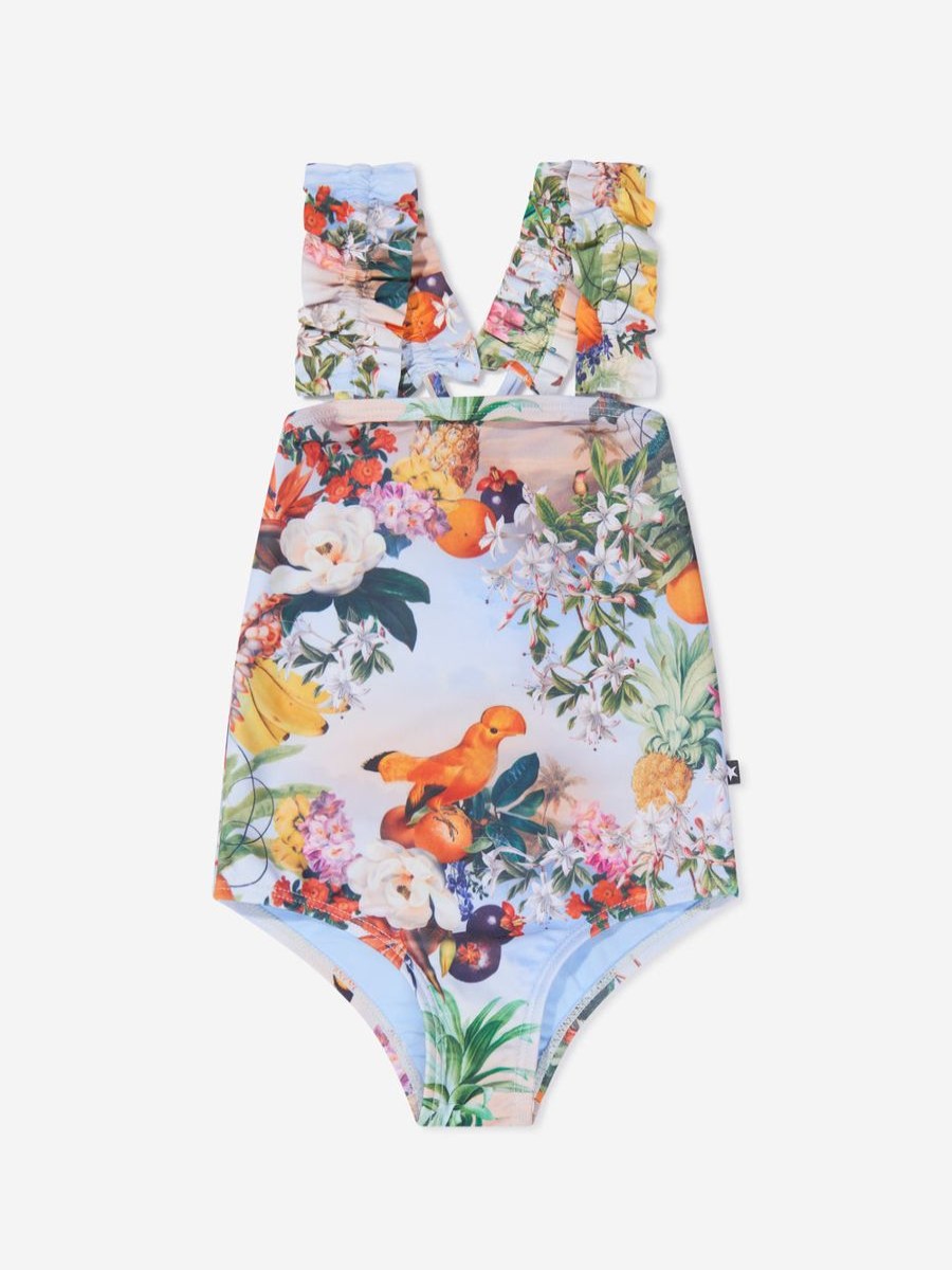 Girls Molo Swimwear | Girls Tropical Print Nitika Swimsuit In Multicolour