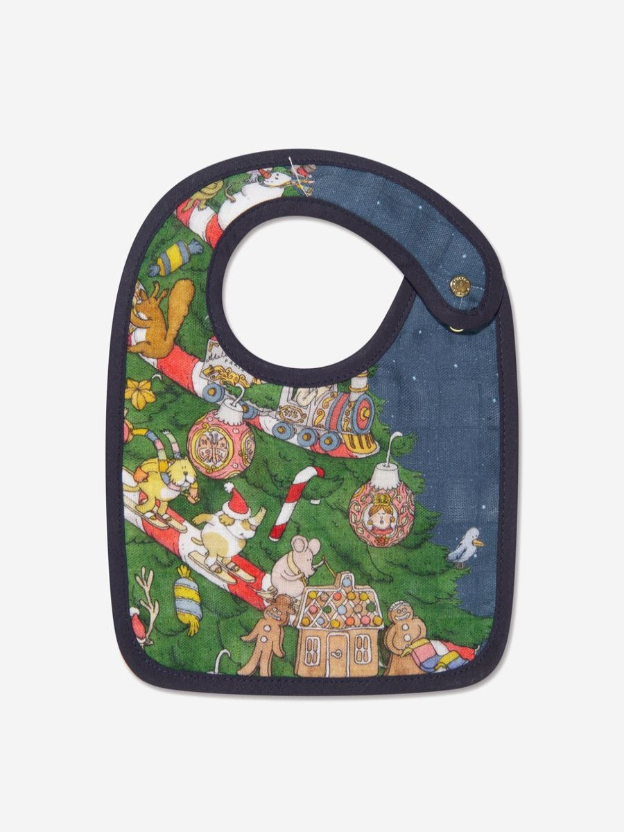 Baby Atelier Choux Bottles, Dummies & Bibs | Baby Reversible Christmas Eve Small Bib In Blue