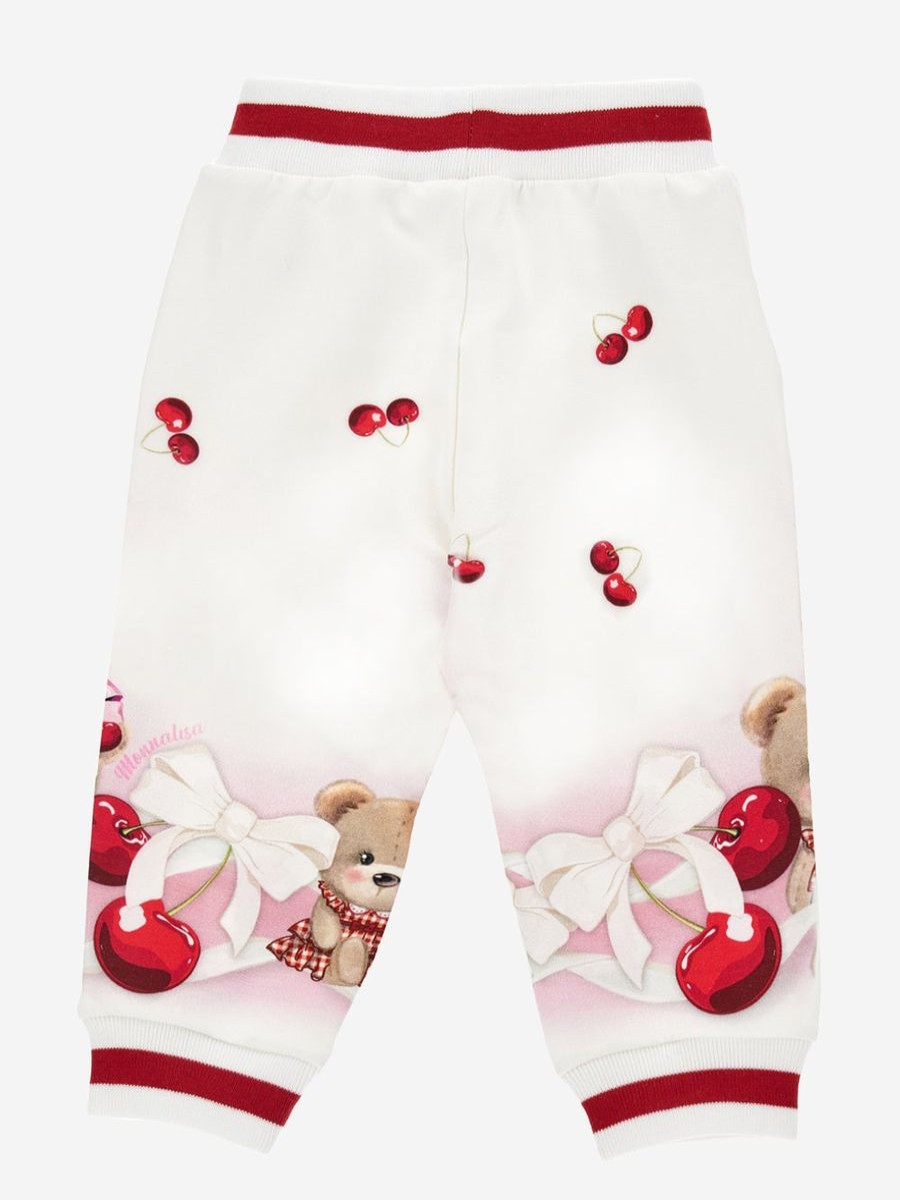 Baby Monnalisa Sweatpants | Baby Girls Teddy Bear Joggers In White