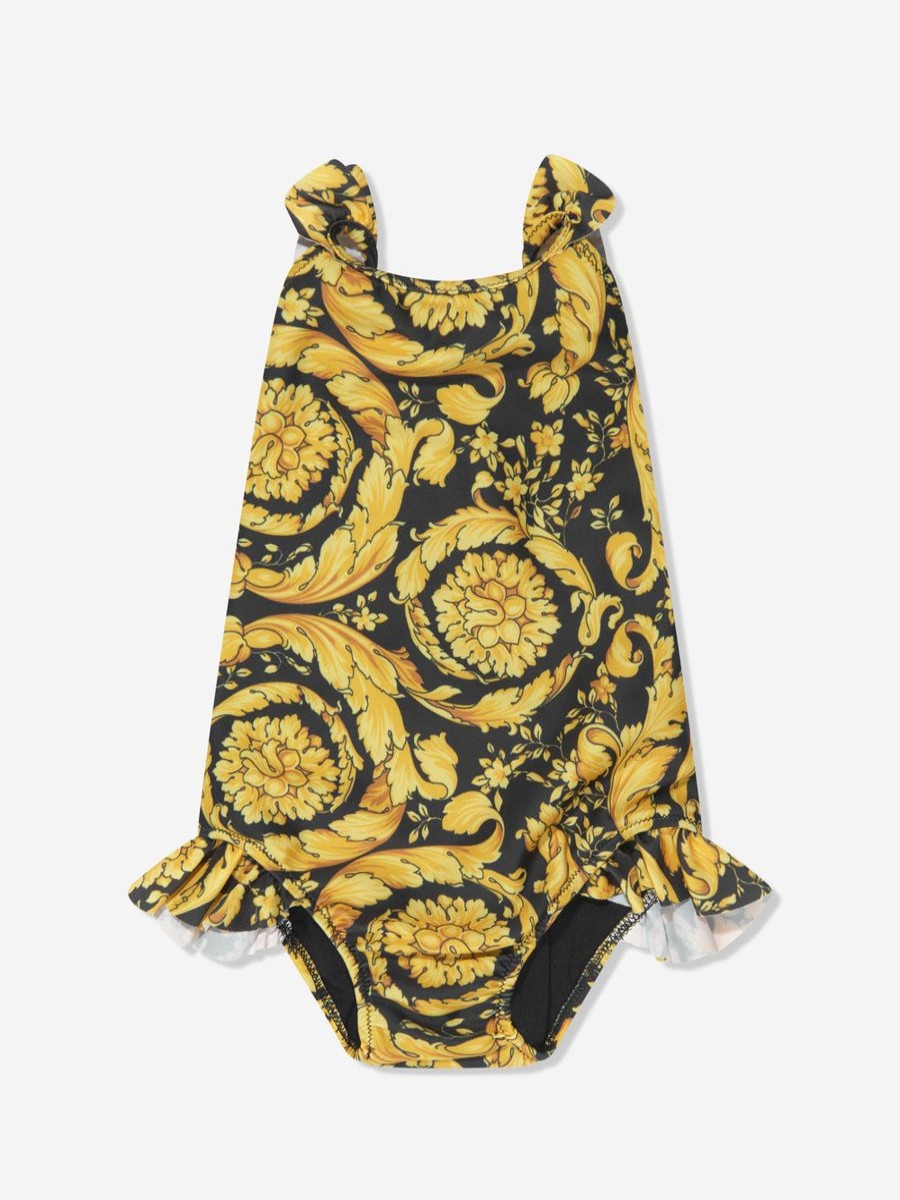 Girls Versace Swimwear | Baby Girls Baroque Swimsuit In Black