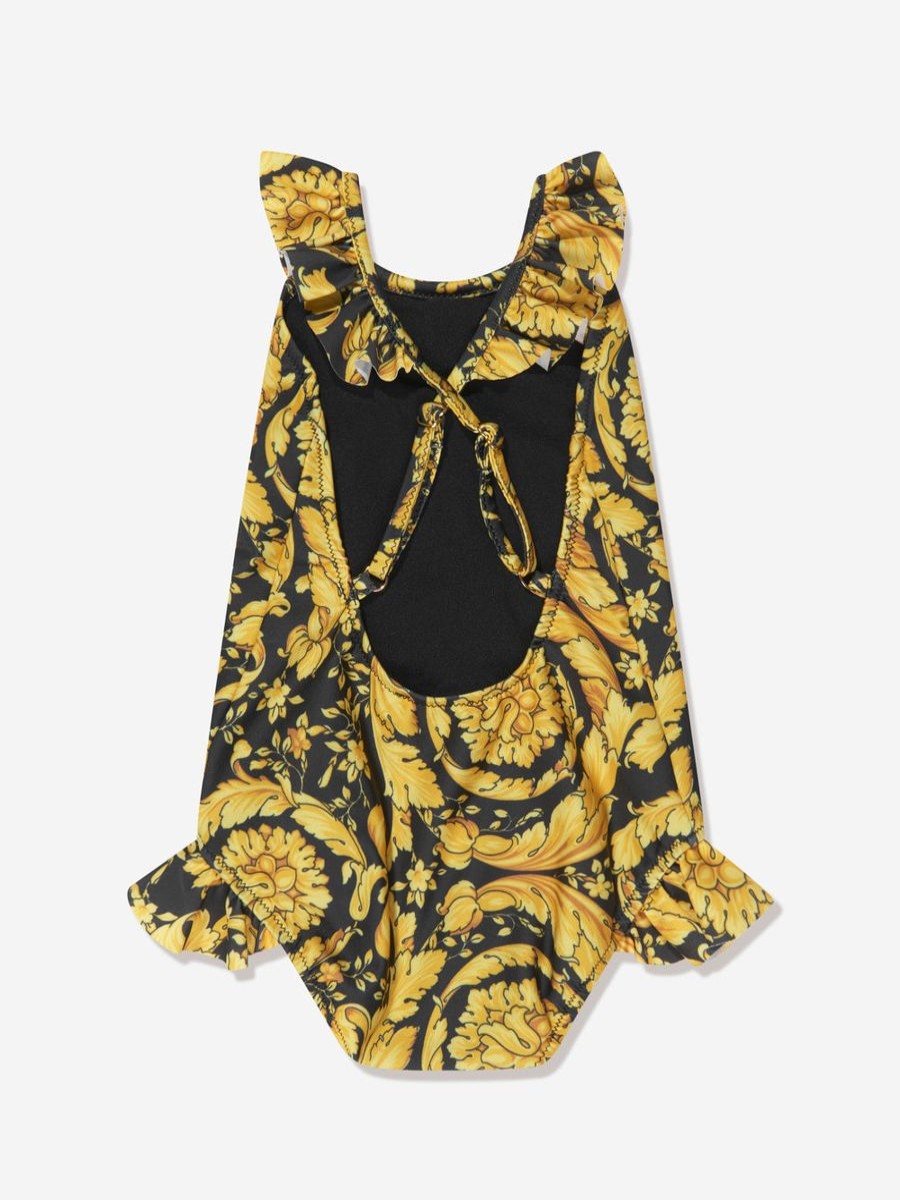 Girls Versace Swimwear | Baby Girls Baroque Swimsuit In Black