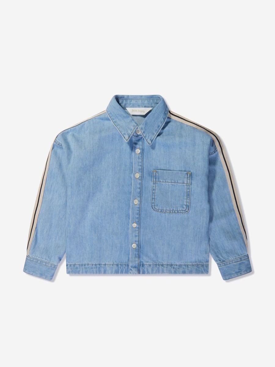 Teen Palm Angels Shirts | Boys Track Chambray Oversized Shirt In Blue