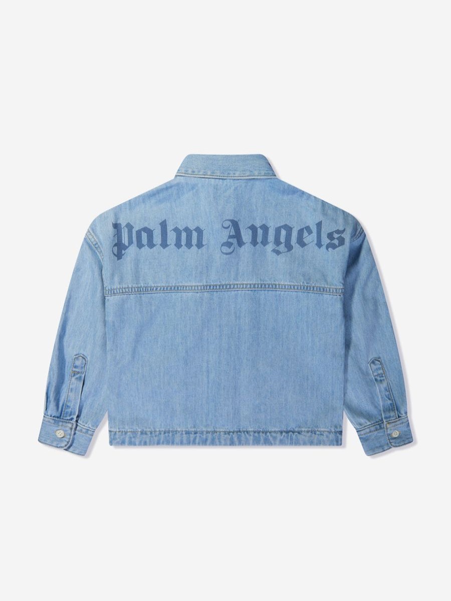 Teen Palm Angels Shirts | Boys Track Chambray Oversized Shirt In Blue