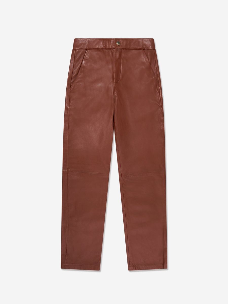 Girls Chloé Trousers | Girls Leather Trousers In Crimson