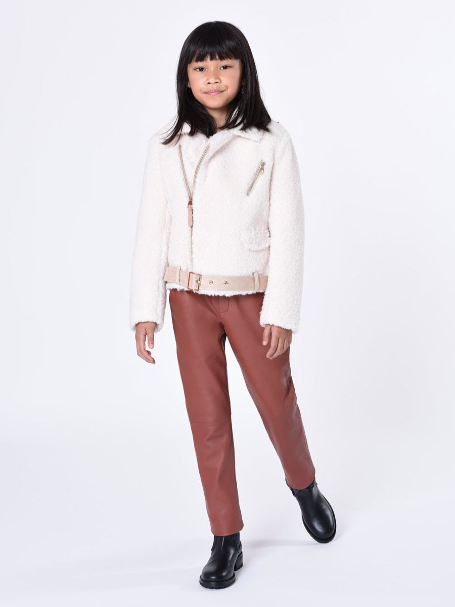 Girls Chloé Trousers | Girls Leather Trousers In Crimson