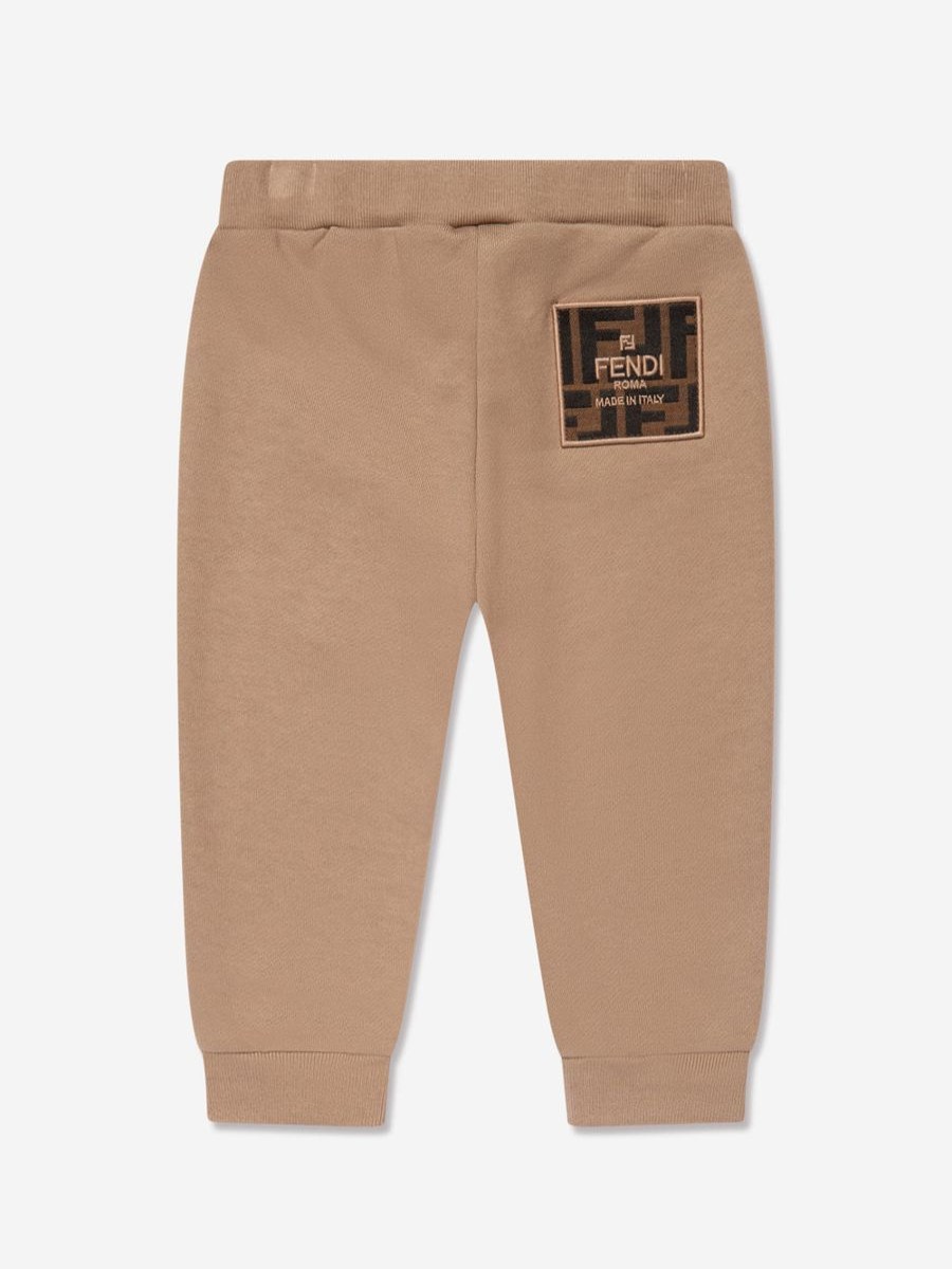 Baby Fendi Kids Sweatpants | Baby Logo Patch Joggers In Beige