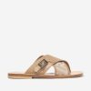 Teen Fendi Kids Footwear | Girls Leather Ff Logo Sandals In Beige