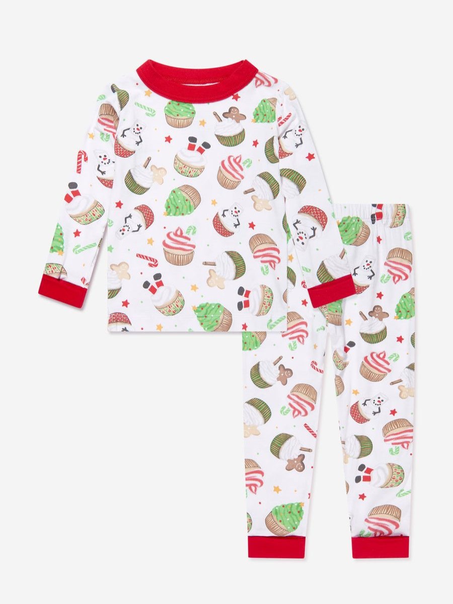 Girls Magnolia Baby Nightwear & Pyjamas | Kids Festive Cupcakes Long Pyjamas In White