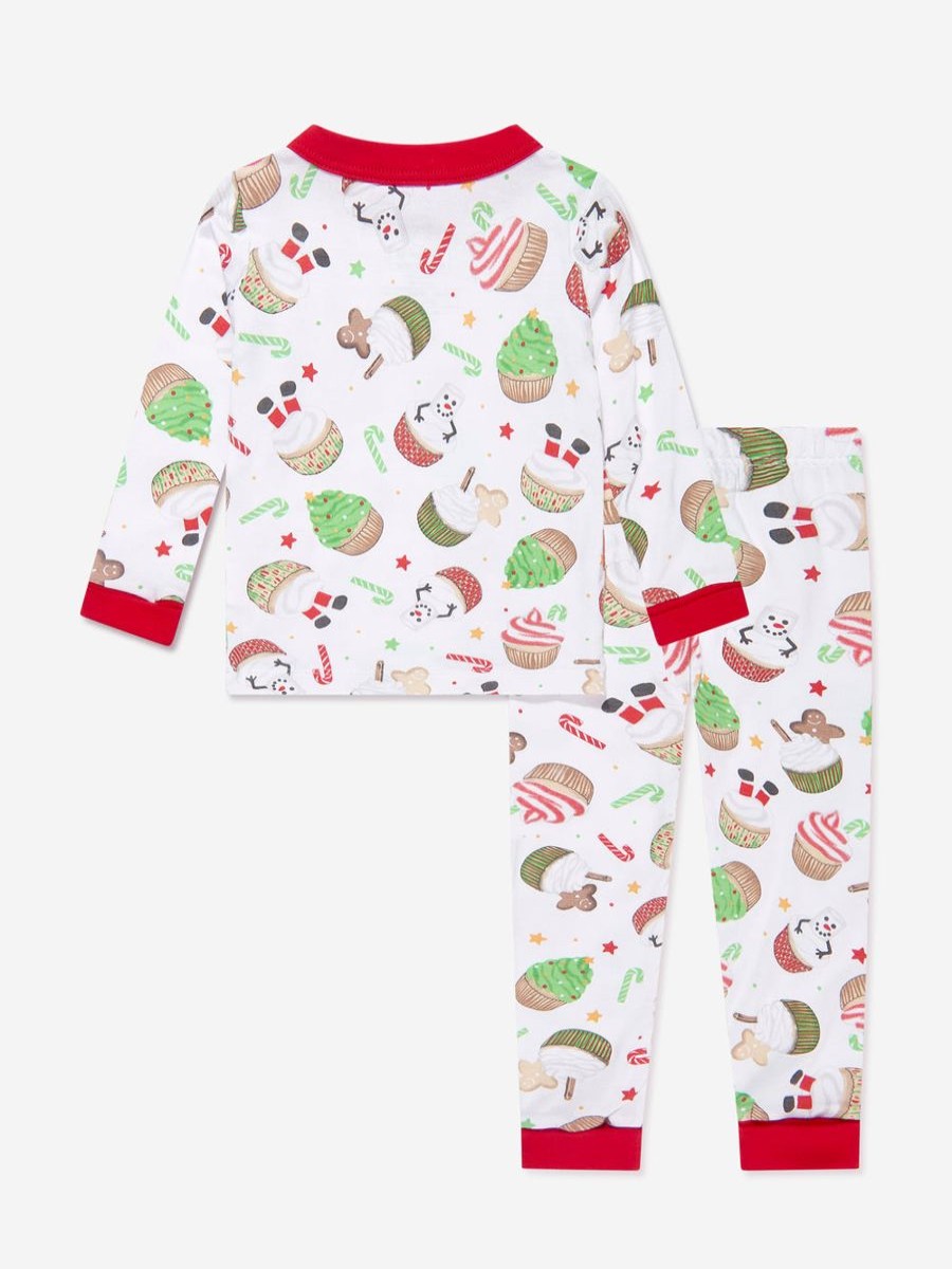 Girls Magnolia Baby Nightwear & Pyjamas | Kids Festive Cupcakes Long Pyjamas In White