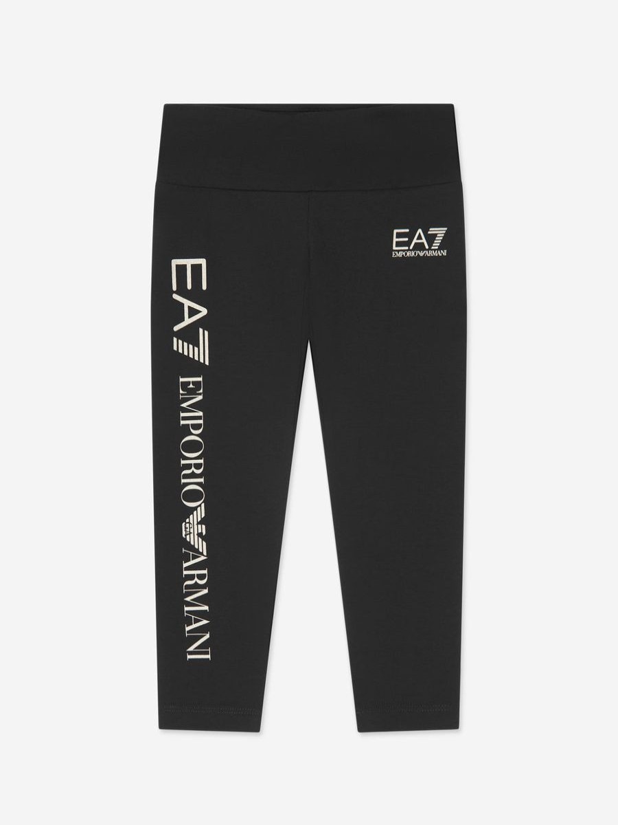 Girls EA7 Emporio Armani Leggings | Girls Shiny Logo Leggings In Black