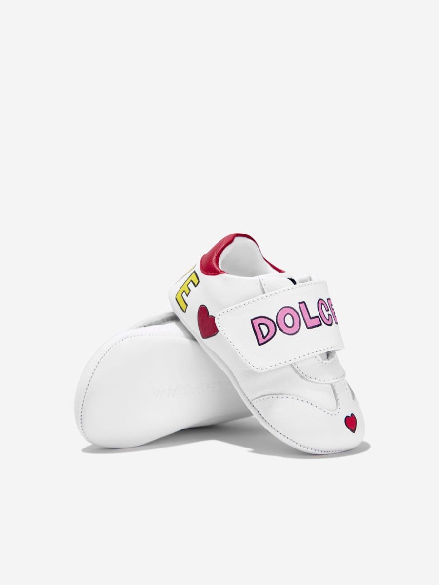 Girls Dolce & Gabbana Kids Sneakers | Baby Girls Leather Pre-Walker Trainers In White