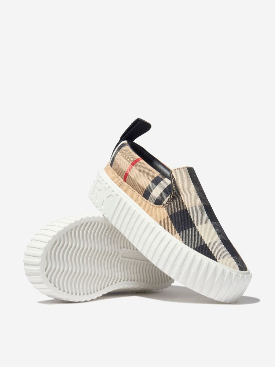 Girls Burberry Kids Sneakers | Burberry Kids - Kids Andrew Check Slip On Trainers In Beige | Childsplay Clothing