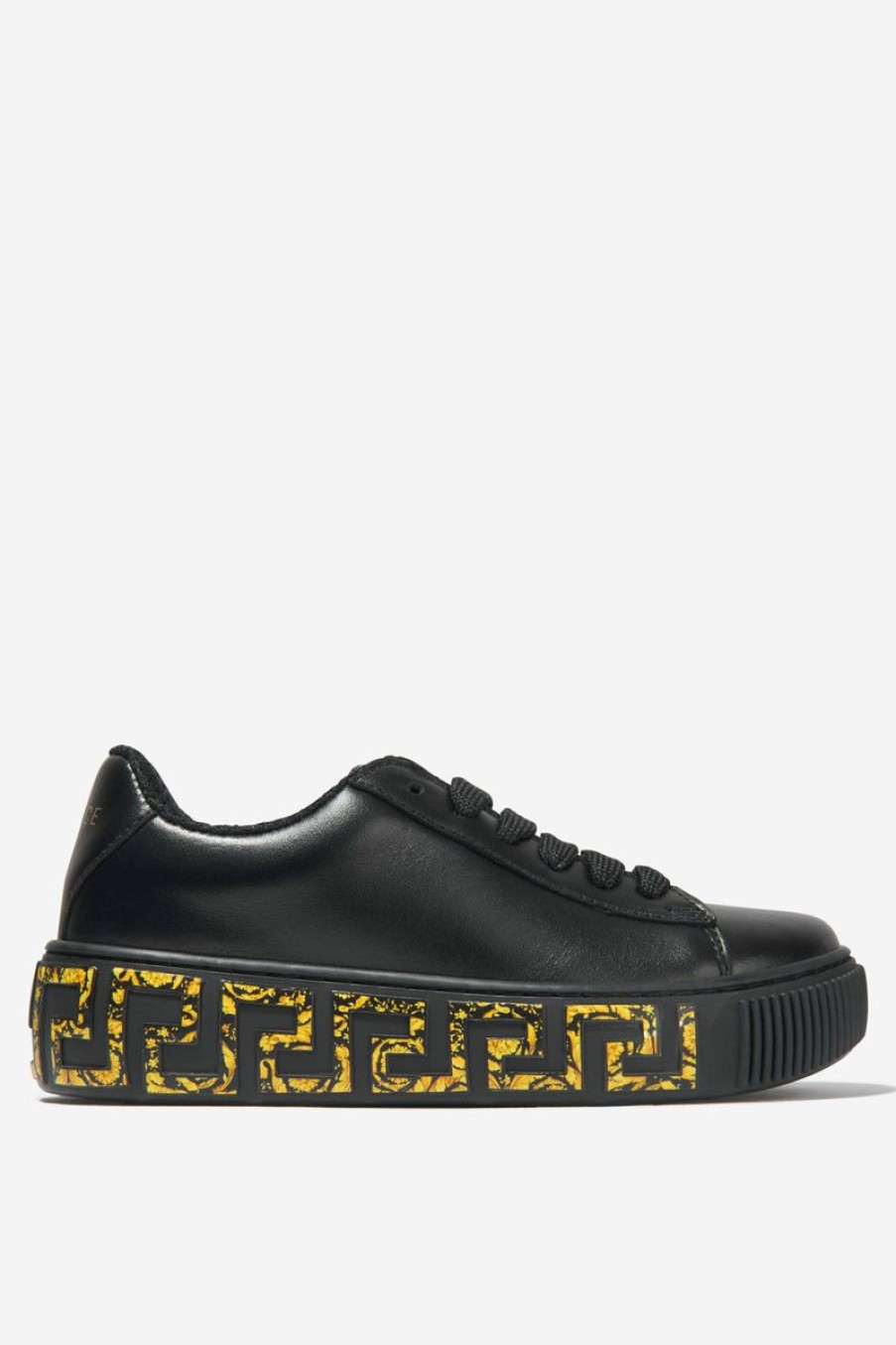 Teen Versace Footwear | Versace - Girls Leather Greca Logo Trainers | Childsplay Clothing