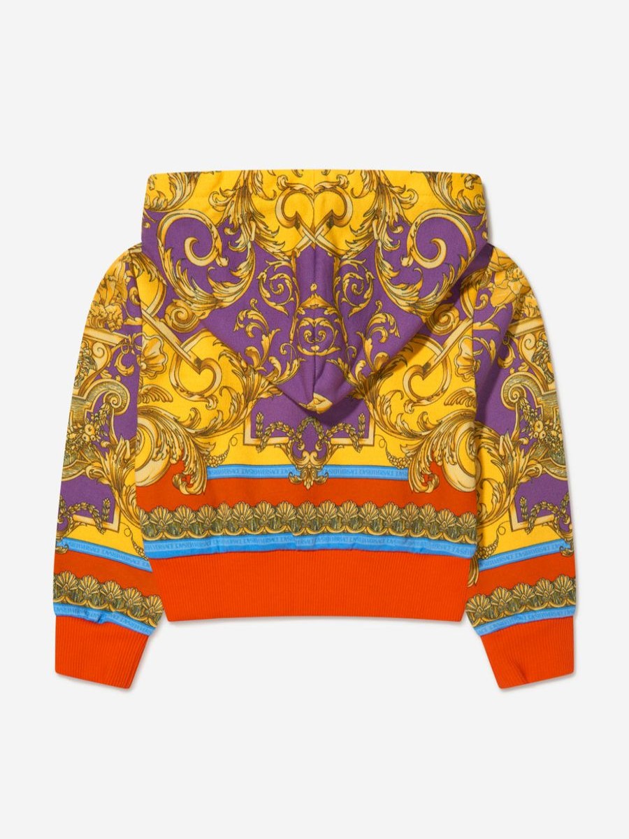 Girls Versace Sweatshirts & Hoodies | Girls Cotton Barocco Goddess Hoodie