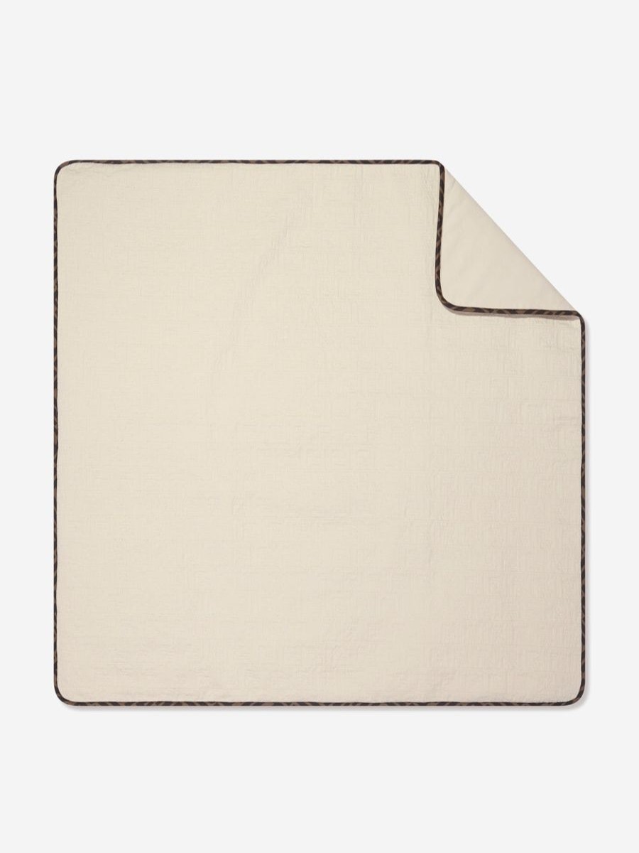 Baby Fendi Kids Blankets | Baby Logo Blanket In Beige