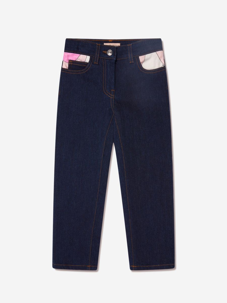 Girls Emilio Pucci Jeans | Emilio Pucci - Girls Marmo Pocket Jeans In Blue | Childsplay Clothing