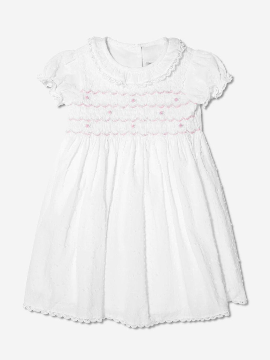 Baby Rachel Riley Dresses | Baby Girls Swiss Dot Smocked Dress And Bloomers In Ivory