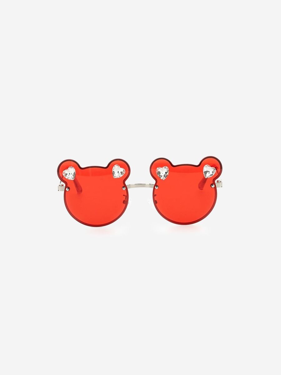 Girls Monnalisa Sunglasses | Girls Teddy Bear Sunglasses With Case In Red