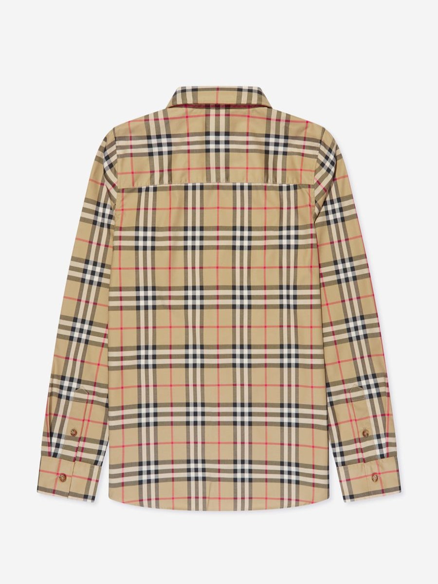 Teen Burberry Kids Shirts | Boys Owen Long Sleeve Check Shirt In Beige