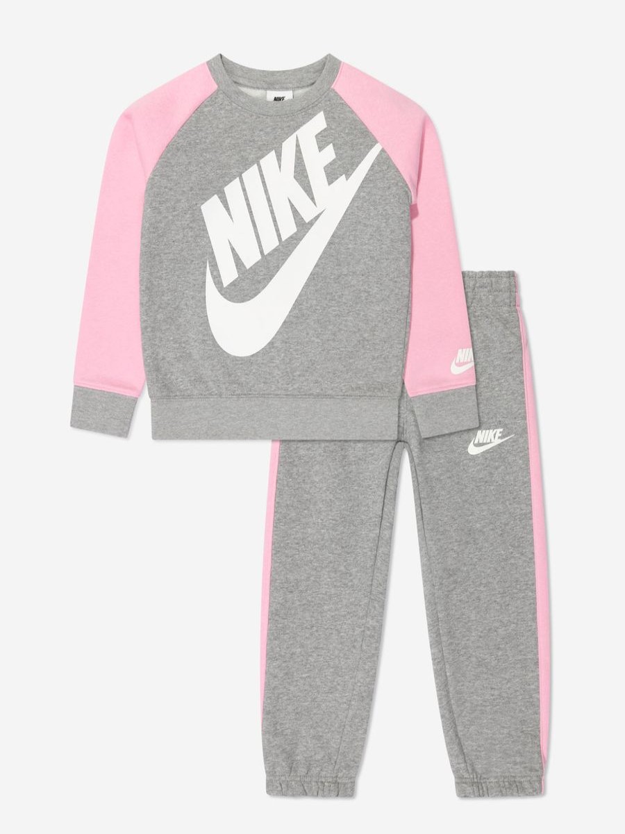 Girls Nike Tracksuits | Girls Oversized Futura Crew Tracksuit In Grey