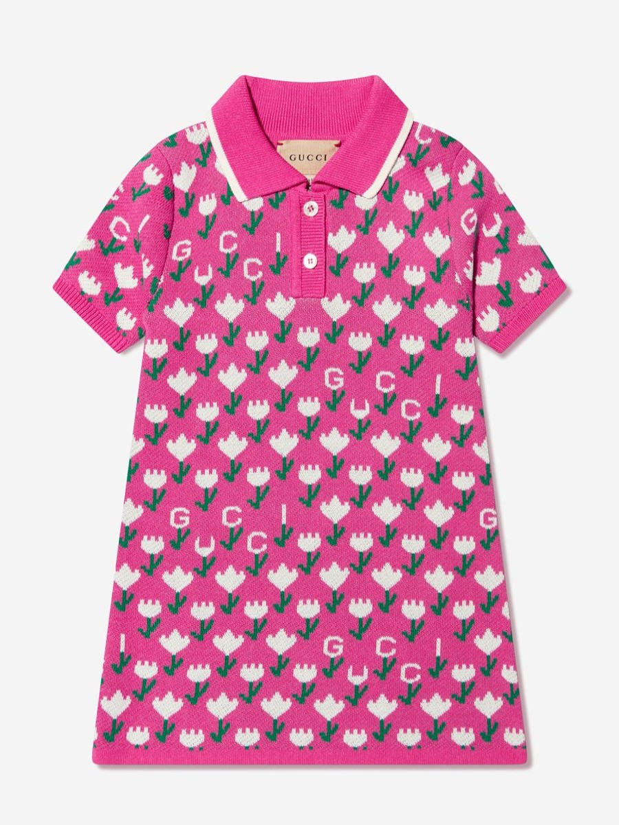 Baby Gucci Kids Dresses | Baby Girls Knitted Logo Dress In Pink