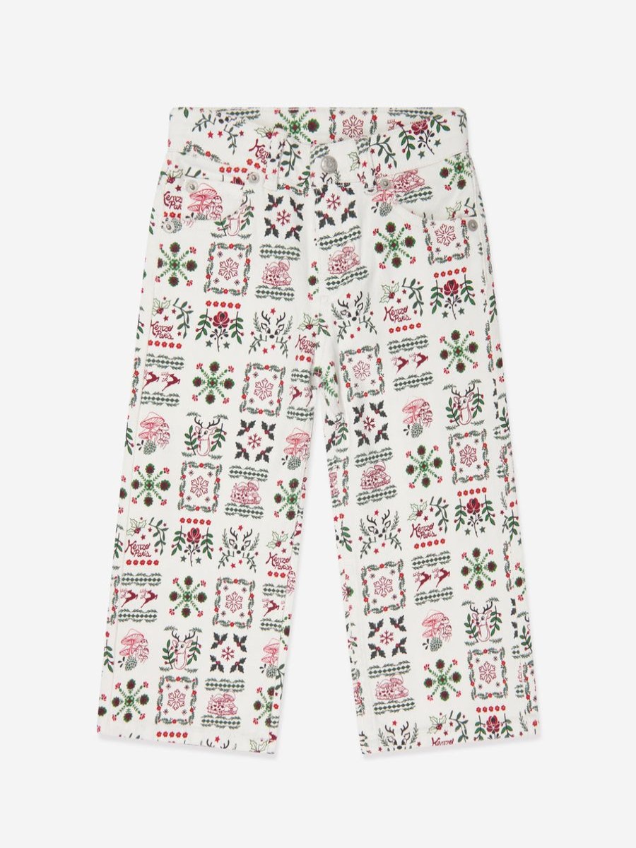 Girls KENZO KIDS Trousers | Girls Seasonal Print Trousers In Ivory