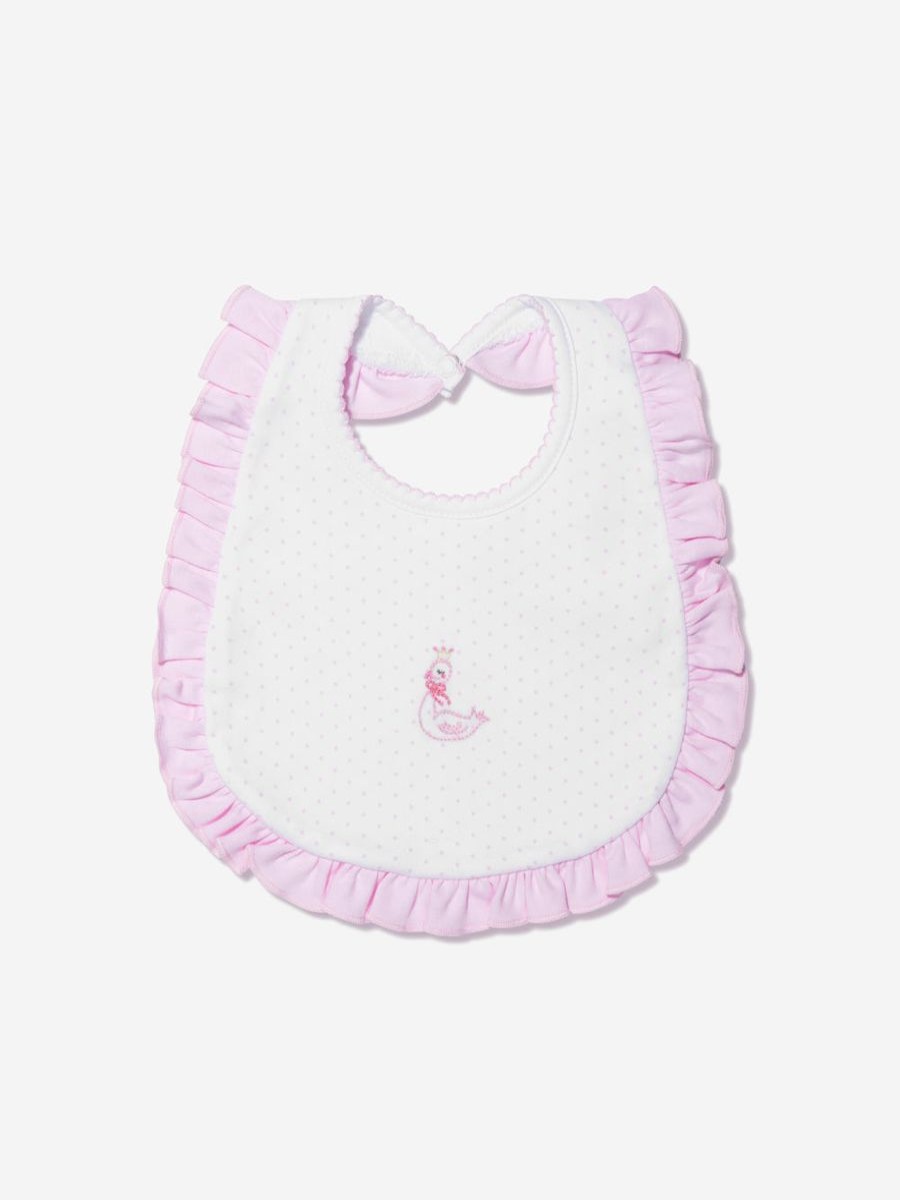 Baby Magnolia Baby Bottles, Dummies & Bibs | Baby Girls Princess Swan Embroidered Ruffle Bib In White