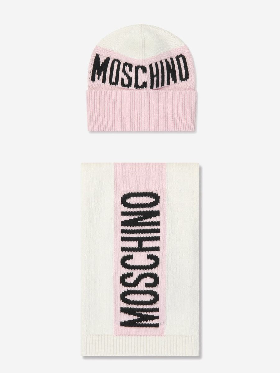 Teen Moschino Kids Accessories | Girls Knitted Hat And Scarf Set In Pink