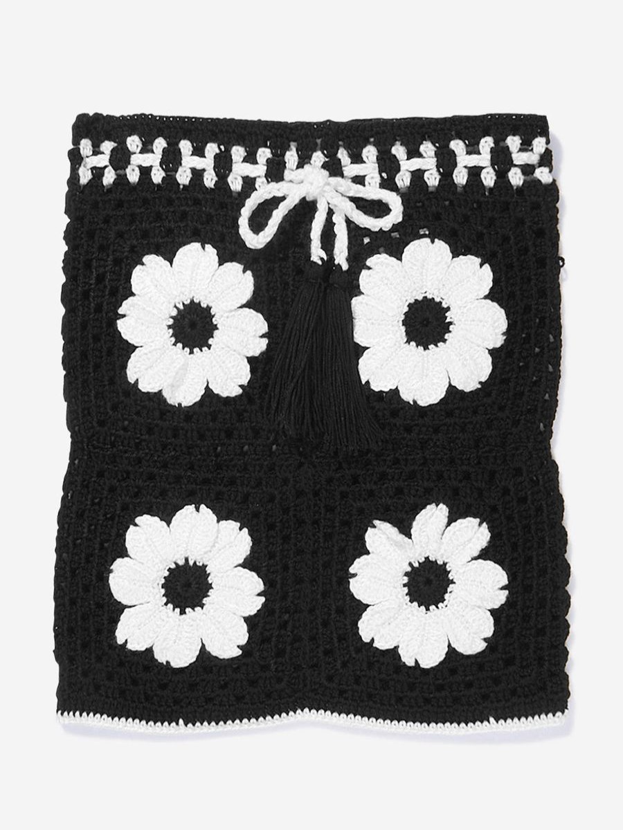 Girls Nessi Byrd Skirts | Girls Crocheted Flower Oila Skirt In Black