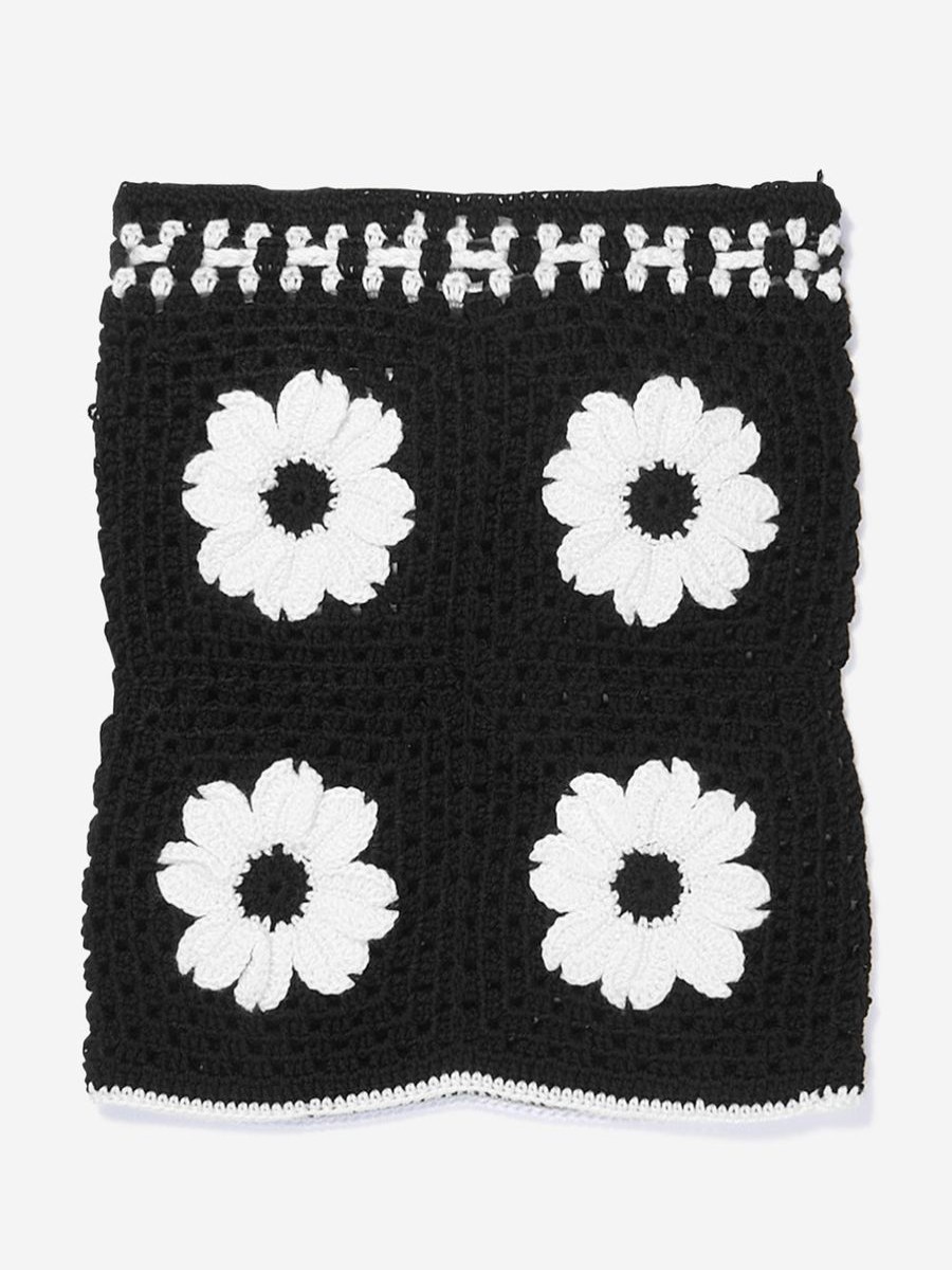 Girls Nessi Byrd Skirts | Girls Crocheted Flower Oila Skirt In Black