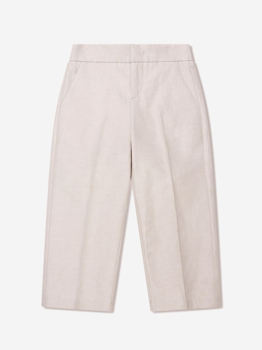 Teen Fendi Kids Shorts | Boys Cotton And Linen Trousers In Beige