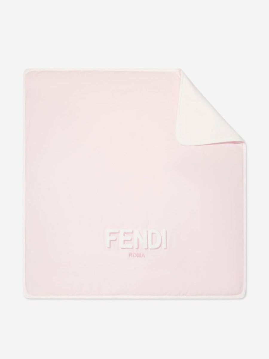 Baby Fendi Kids Blankets | Baby Girls Logo Blanket In Pink