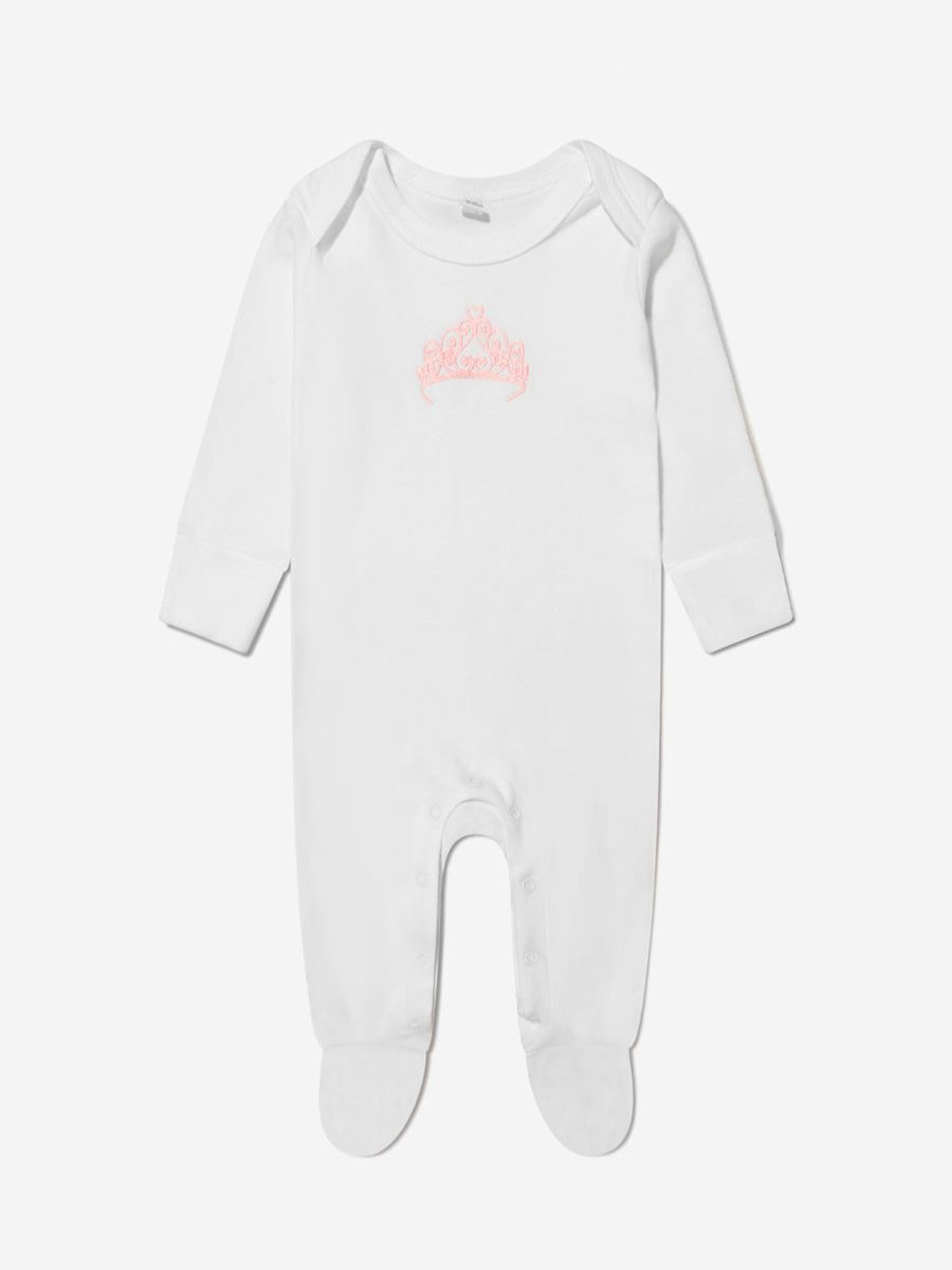 Baby Cotton and Company Babygrows & Rompers | Baby Girls Organic Cotton Crown Babygrow And Muslin Set