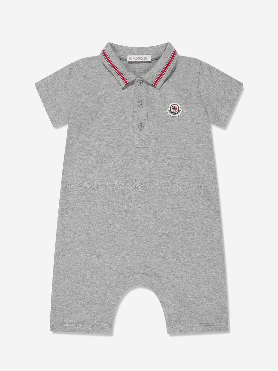 Baby Moncler Enfant Babygrows & Rompers | Baby Boys Polo Romper In Grey