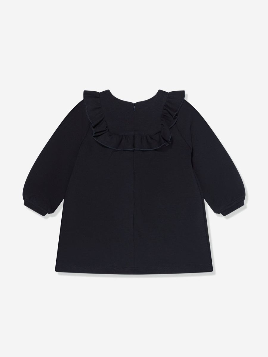 Baby Chloé Dresses | Baby Girls Ruffle Trim Dress In Navy