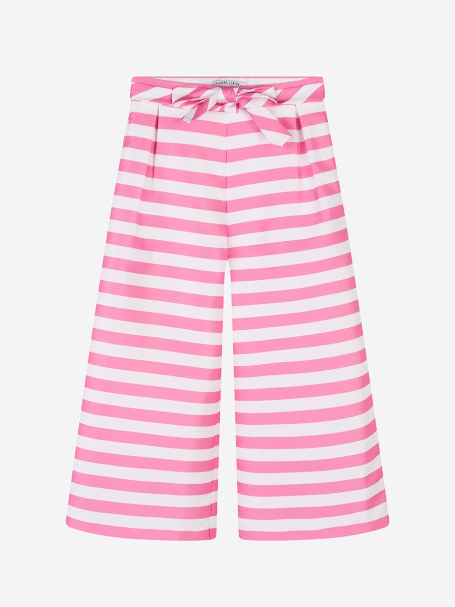 Girls Mama Luma Trousers | Girls Striped Wide Leg Trousers In Pink