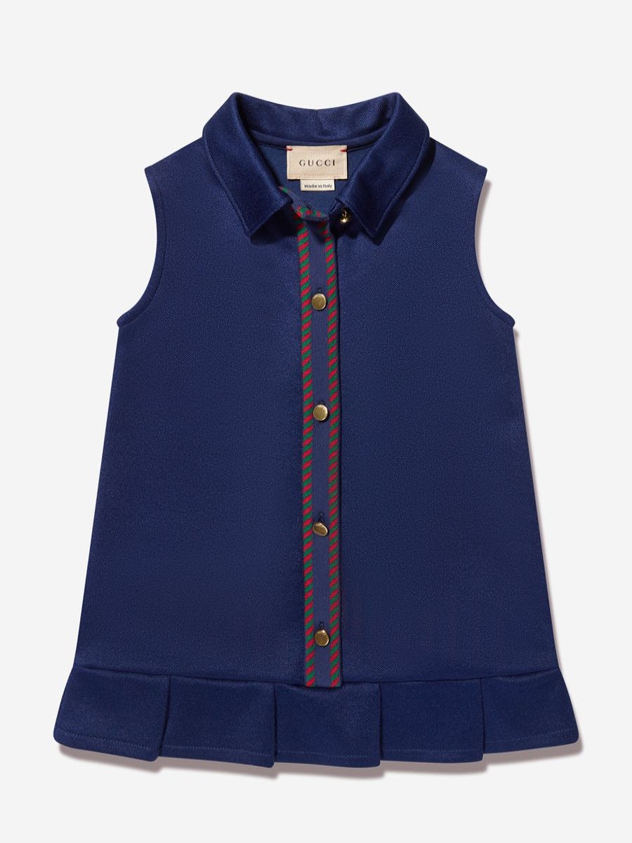 Baby Gucci Kids Dresses | Baby Girls Sleeveless Dress In Navy