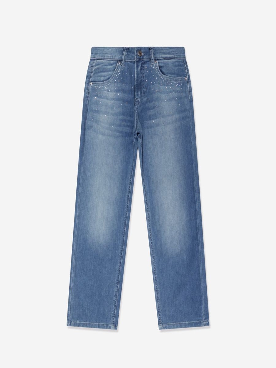 Girls Guess Jeans | Girls Denim Straight Jeans In Blue