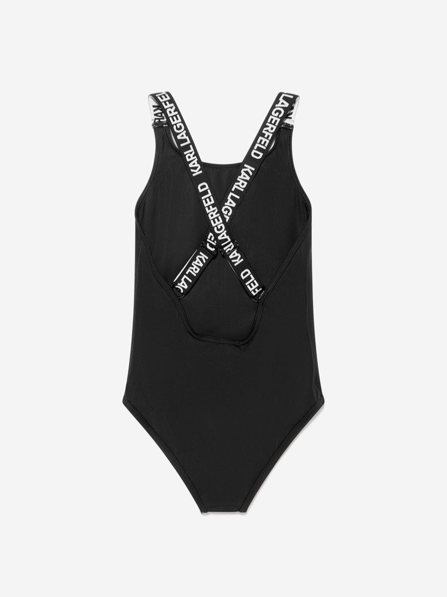 Teen Karl Lagerfeld Swimwear | Girls Logo Swimming Costume In Black