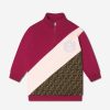 Teen Fendi Kids Sweatshirts & Hoodies | Fendi Kids - Girls Half Zip Logo Sweatshirt | Childsplay Clothing