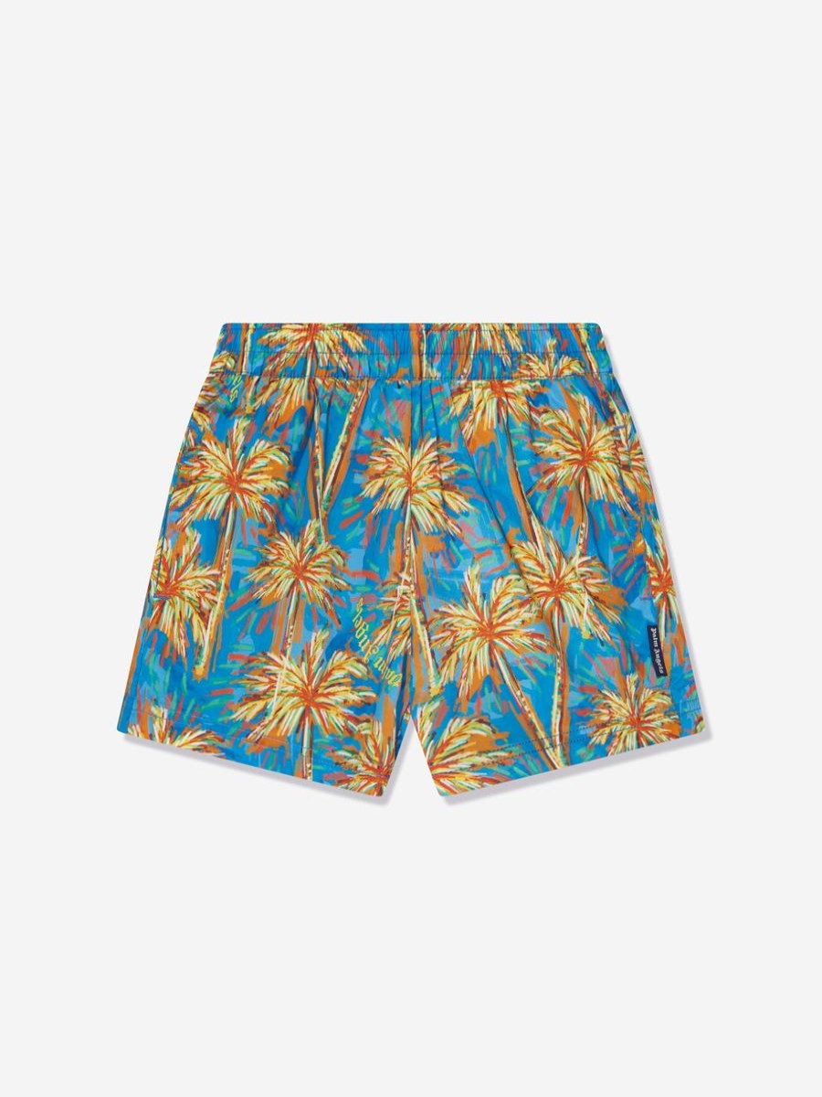 Teen Palm Angels Swimwear | Boys Aop Pa Palms Swim Shorts In Blue