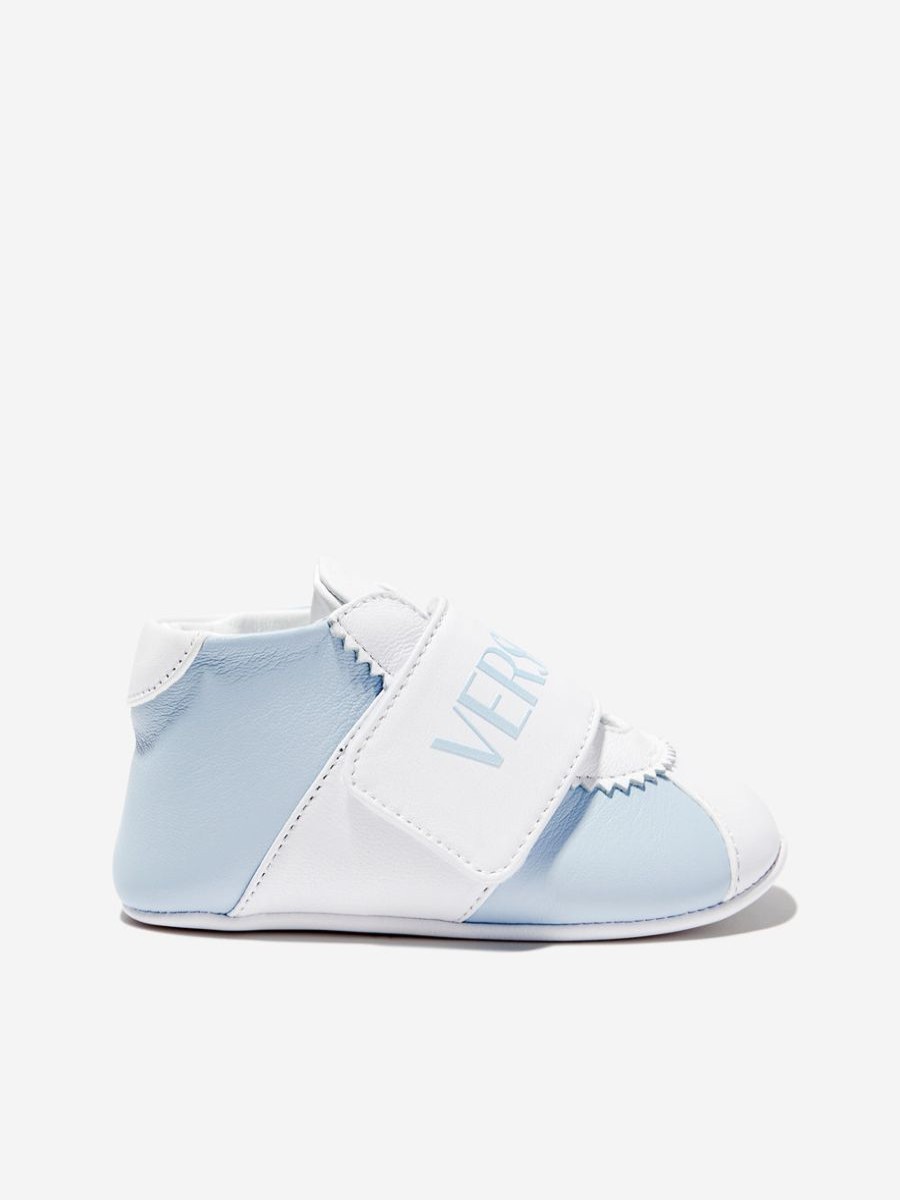 Girls Versace Sneakers | Baby Leather Pre Walker Trainers In Blue