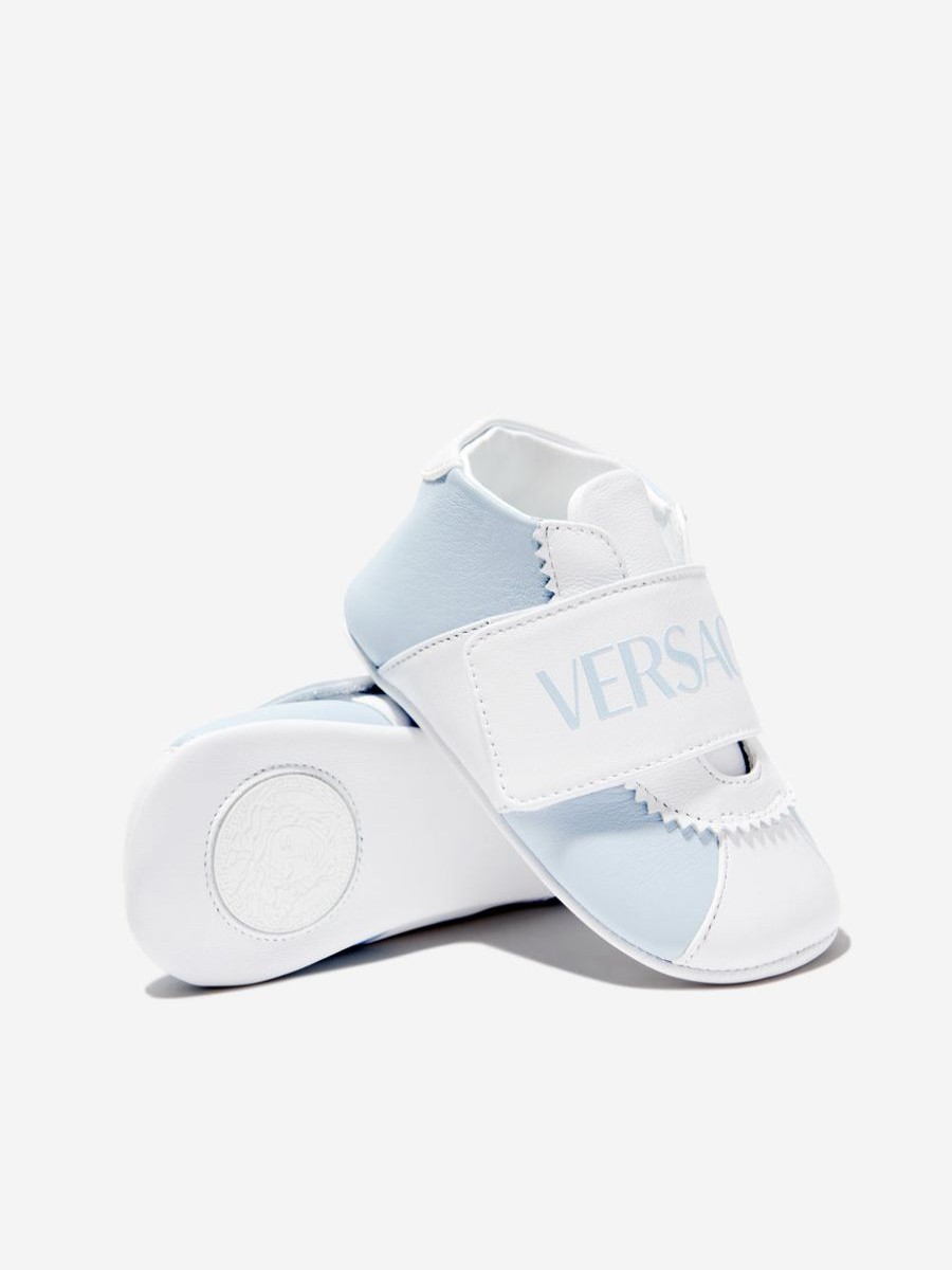 Girls Versace Sneakers | Baby Leather Pre Walker Trainers In Blue