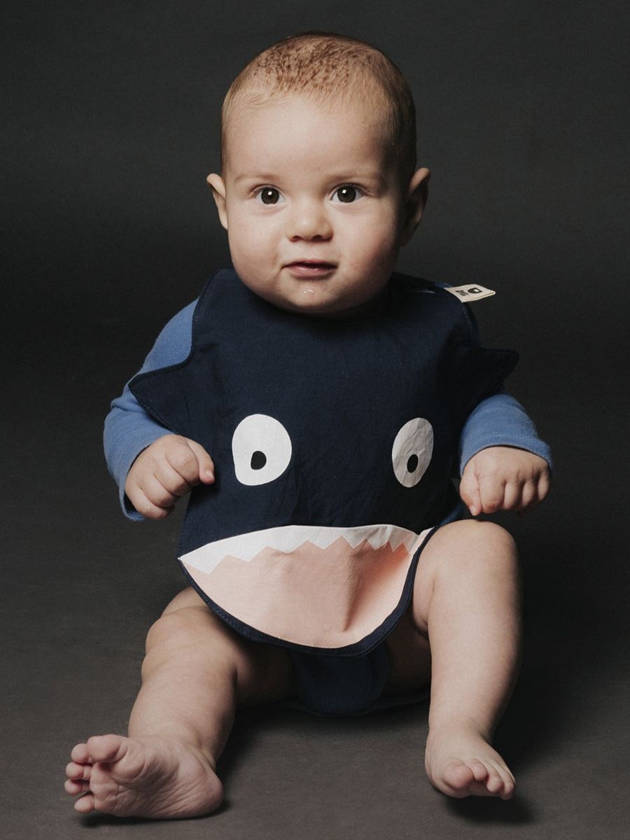 Baby Baby Bites Bottles, Dummies & Bibs | Baby Waterproof Shark Bib In Navy