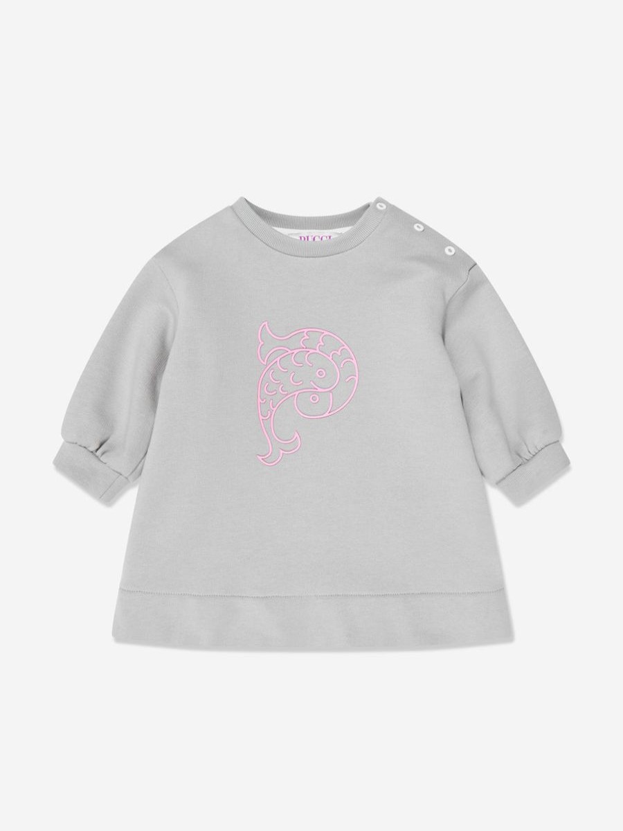 Baby Emilio Pucci Dresses | Baby Girls Logo Sweater Dress In Grey