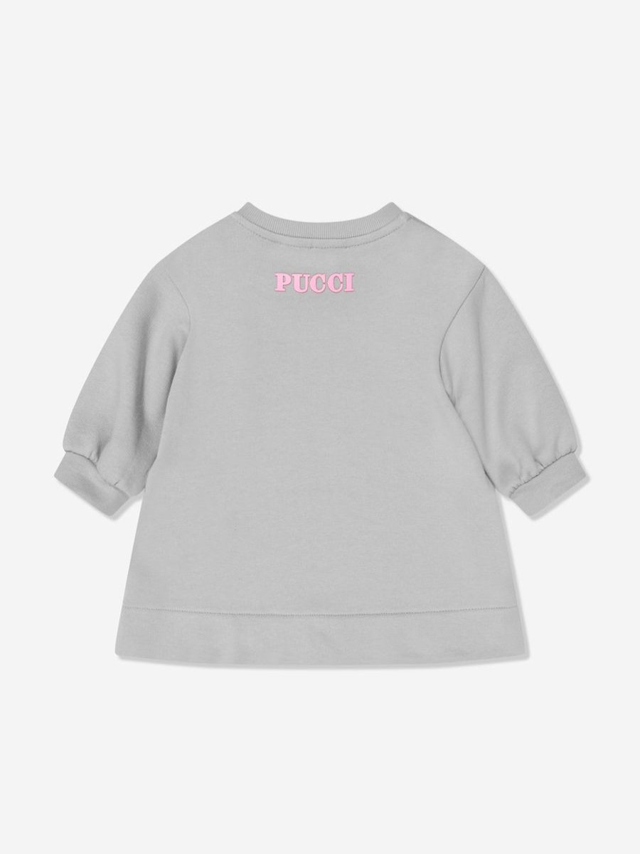 Baby Emilio Pucci Dresses | Baby Girls Logo Sweater Dress In Grey