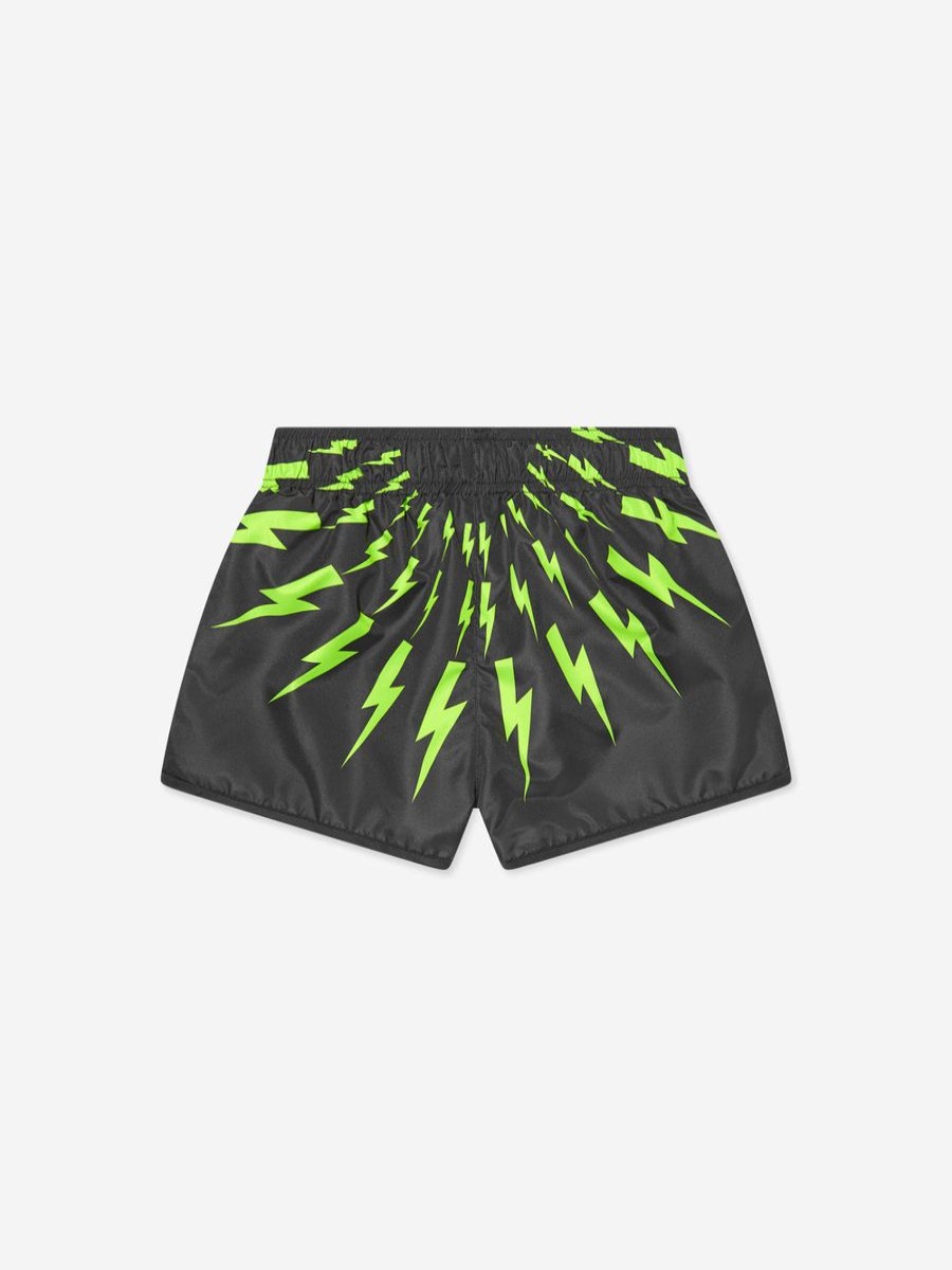 Teen Neil Barrett Swimwear | Boys Thunderbolt Swim Shorts In Black