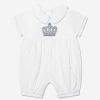 Baby Rachel Riley Babygrows & Rompers | Baby Boys Prince Crown Embroidered Romper In Ivory