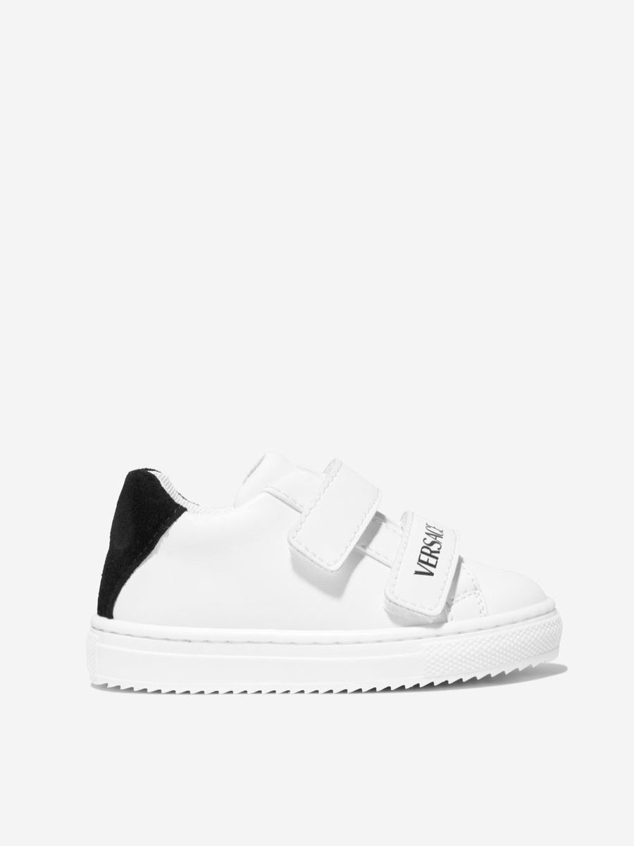 Girls Versace Sneakers | Kids Leather Velcro Trainers In White