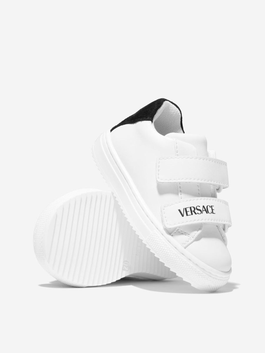 Girls Versace Sneakers | Kids Leather Velcro Trainers In White